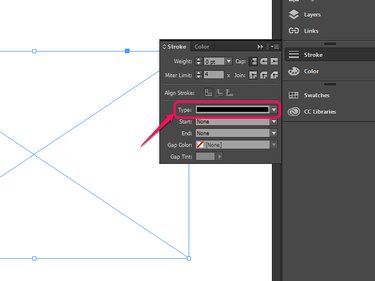 The stroke type selector in a drop-down menu.