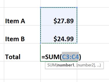 Excel's AutoSum is adding two numbers.