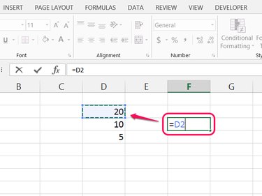 Alternatively, type the cell's location (such as D2) by hand.