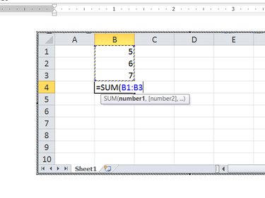 Spreadsheet in a Word document