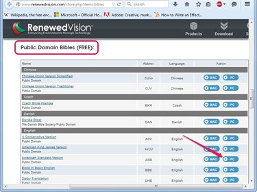 The PC button in the Public Domain Bibles section.