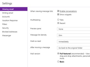 Viewing email settings