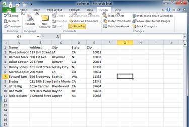 Excel with a small set of addresses