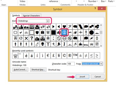 Select the symbol in Webdings and insert it.