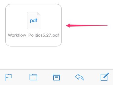 Tap the box that appears at the end of the email to view or download the attachment.