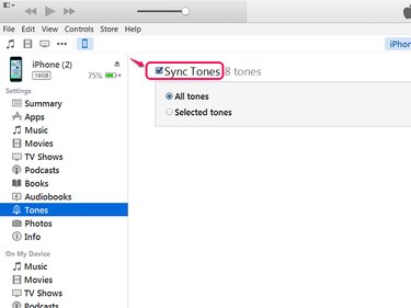 Make sure your device is set to sync Tones.
