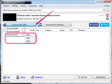 Selecting a different format and resolution.