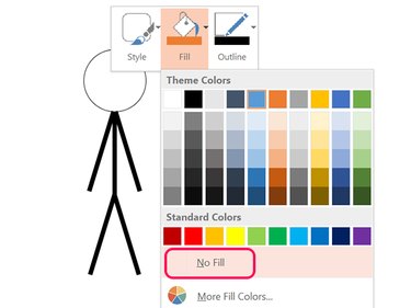 Select No Fill for the stick man's head.