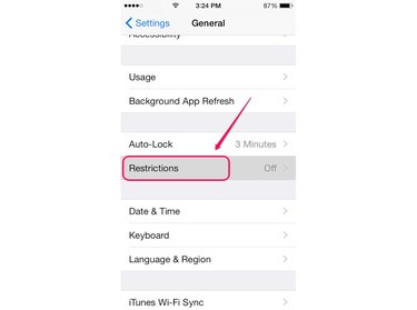By default, the Restrictions feature is disabled.