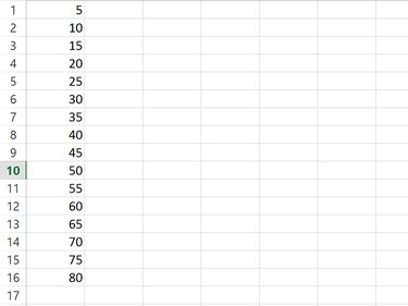 Excel created a pattern based on 5-unit increments.
