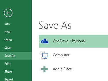 Select OneDrive from the Save As menu.