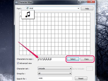 Selecting several music notes and copying them to the clipboard.