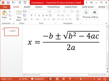 A sample equation that contains a square root.