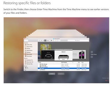 Time Machine can be used to locate and restore deleted files or restore the entire Mac to a specific date and time.