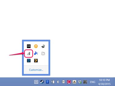 Taskbar showing networking icon