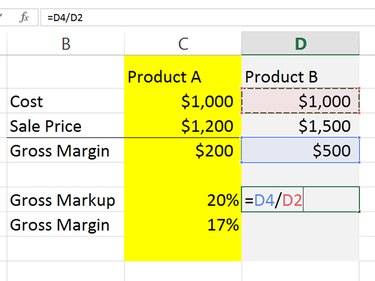 Divide margin by the cost to calculate markup percentage.