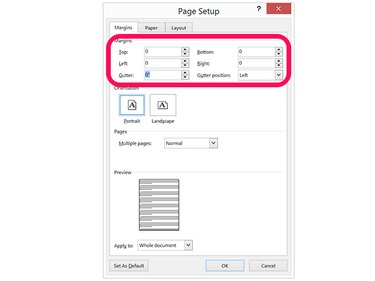 Page Setup Margin options