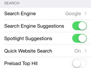 Safari search settings