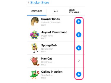 Preview all stickers in a pack by tapping the sample sticker next to its name.