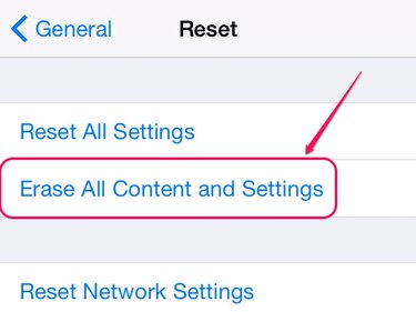 Choose Erase All Content and Settings.