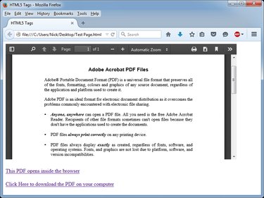 An embedded PDF and two hyperlinks on a Web page.