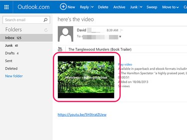 YouTube embed links work when you send them to Hotmail addresses.