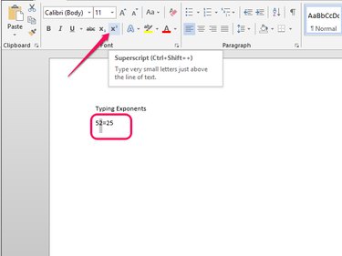 Highlight and click the exponent option