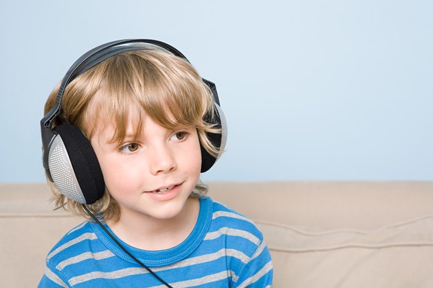 A boy listening to music