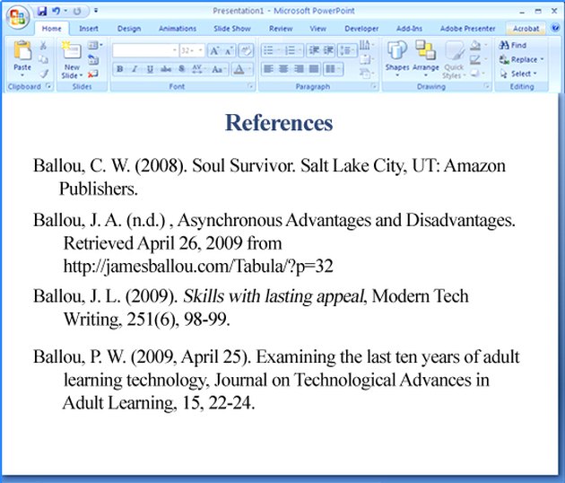 how to reference powerpoint presentation apa