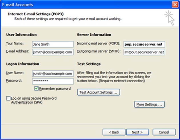 setting up two email accounts in outlook