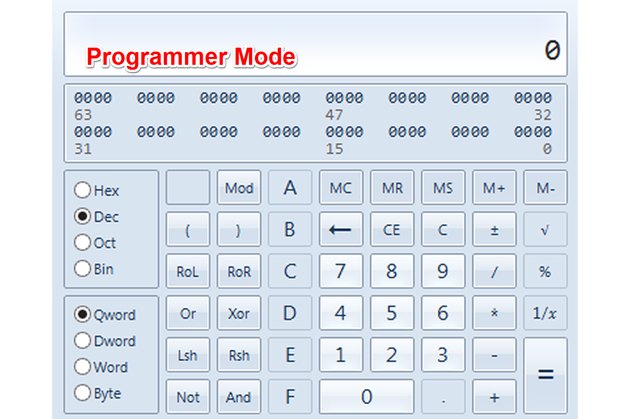 Programming mode. Программатор с калькулятором. Калькулятор программиста. Programmer's 64 bit calculator online. Калькулятор программист значение букв.