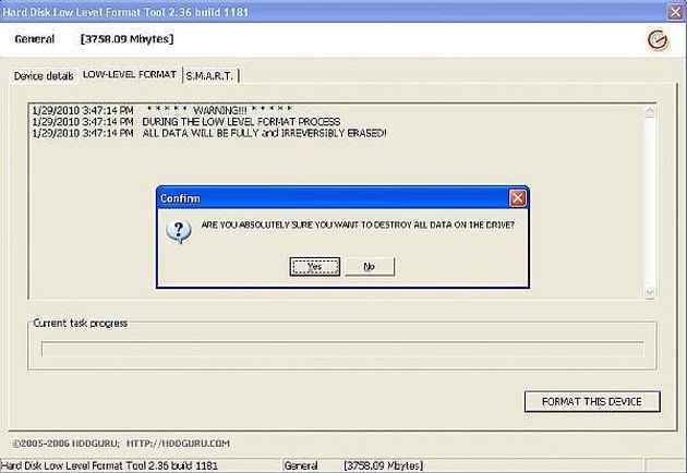 Usb disk storage low level format tool