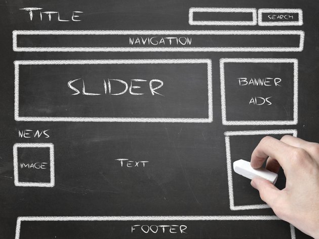 website wireframe sketch on blackboard