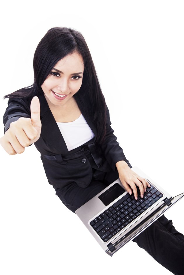 Excited businesswoman