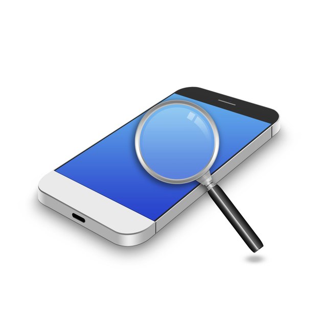 Magnifying glass on smartphone,cell phone illustration