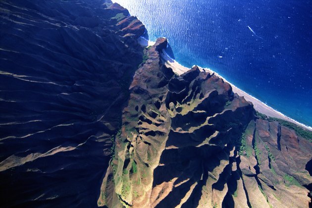Aerial view of coast, Kauai, Hawaii