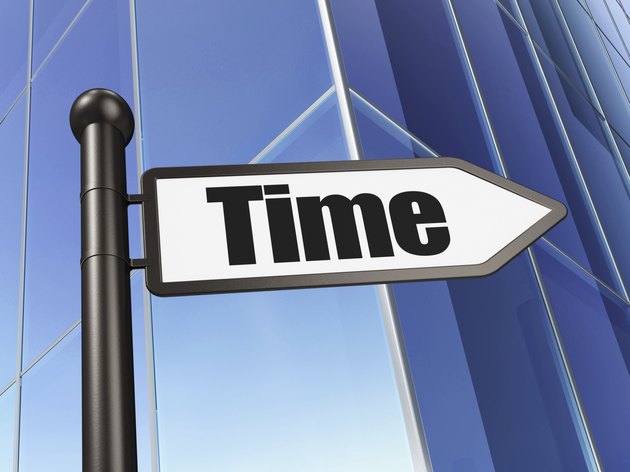 Timeline concept: sign Time on Building background