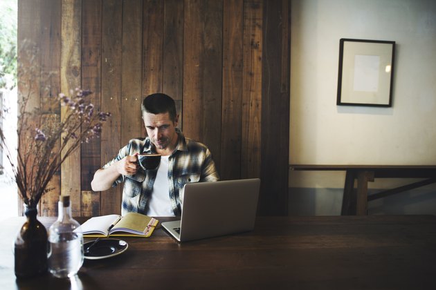 Man Relax Lifestyle Working Coffee Shop Concept
