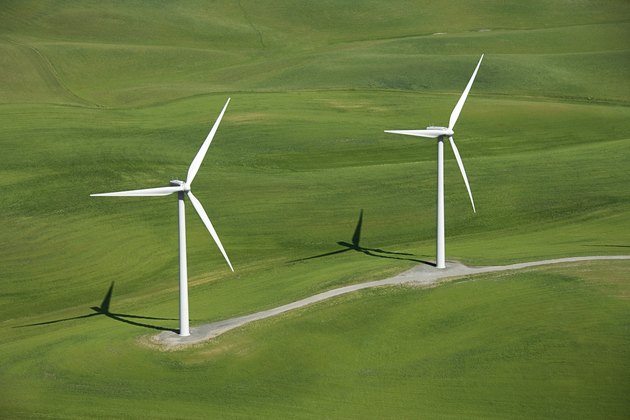 Aerial view of wind generators