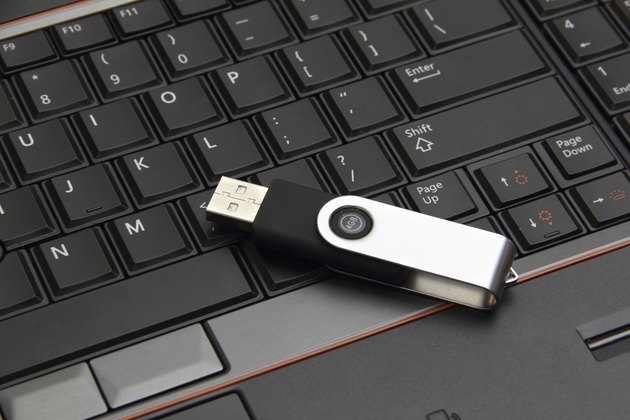 USB thumb drive on a laptop