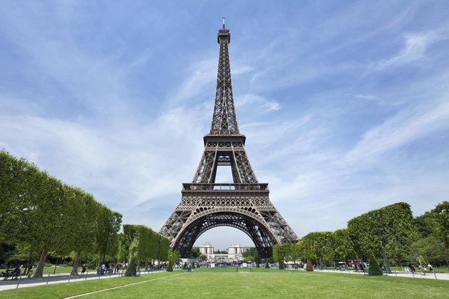 The majestic Eiffel tower against a blue sky