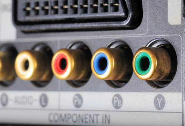 Close-up on digital video recorder on the part connectors.