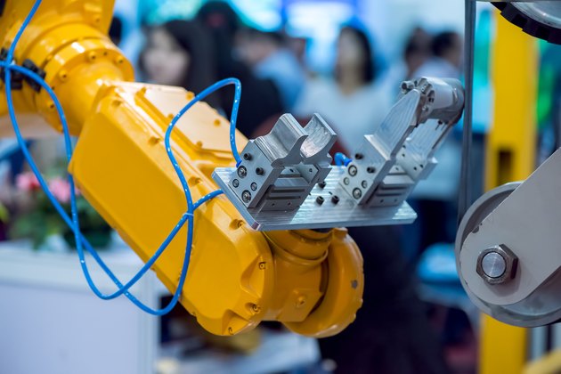 automatic robot assembly line in factory