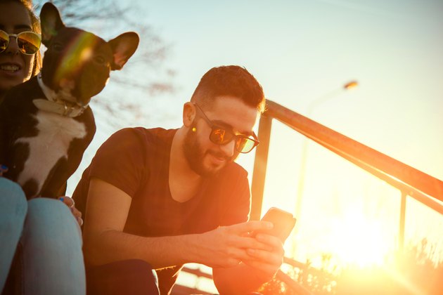 Man using smartphone