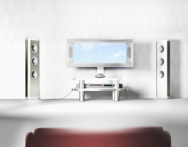 Flat screen television system with speakers