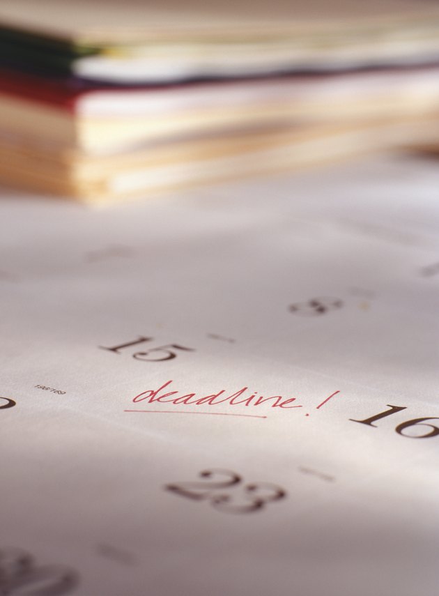 Deadline written on calendar