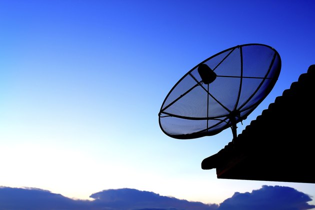 Satellite TV with sunset sky