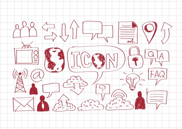 Hand doodle Business icon set idea design