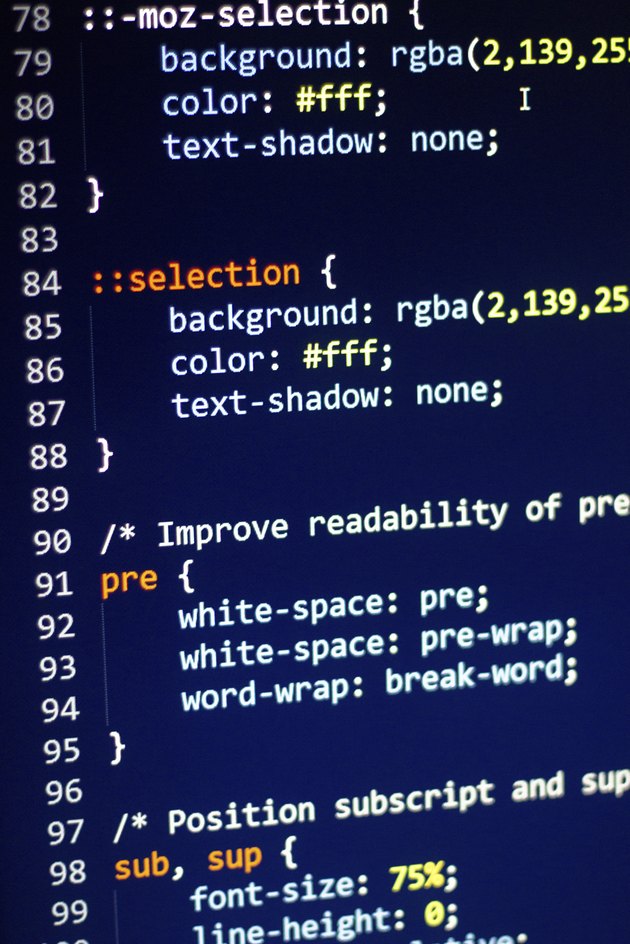 CSS code on the screen