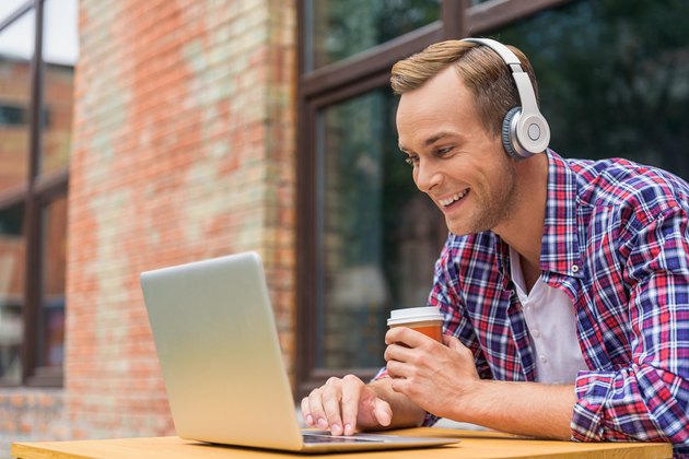 Man spending time in cafe